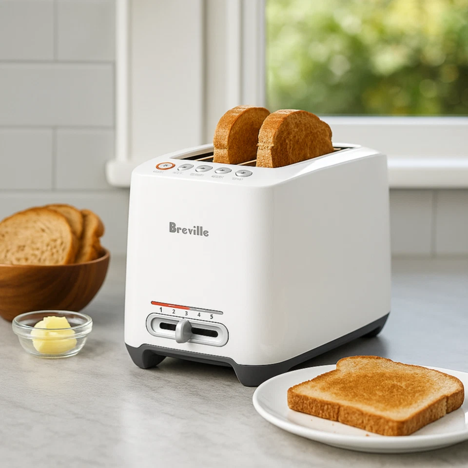 Breville BTA630XL/A Lift & Look Touch Motorized 4-Slice Long Slot Toaster, White - Image 1 of 1