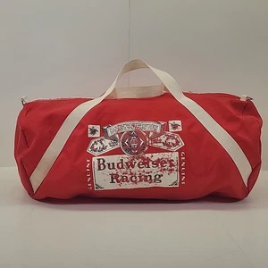 Vintage Red Budweiser Racing Duffel Travel Bag - READ DESCRIPTION SEE PHOTOS - Picture 1 of 16