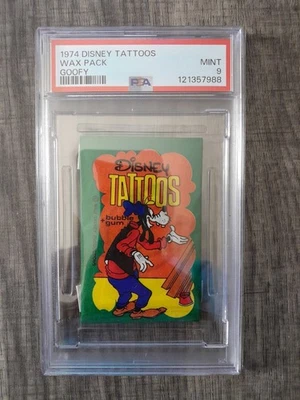 1974 Dandy Disney Tattoos Goofy Wax Pack PSA 9 - Image 1 of 2
