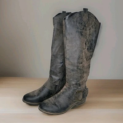 Madeline Botas Para Mujer 9 Hasta la Rodilla Planas Marrón Envejecido Arnés Estilo Crackleado Foto 1 de 4