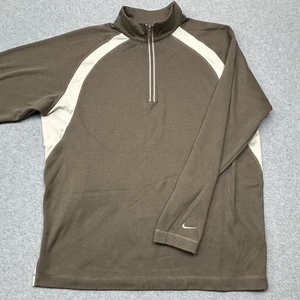 Nike Golf Pullover Mens Large Brown Tan Quarter Zip NikeFIT Dry Top 231354-242 - Picture 1 of 10