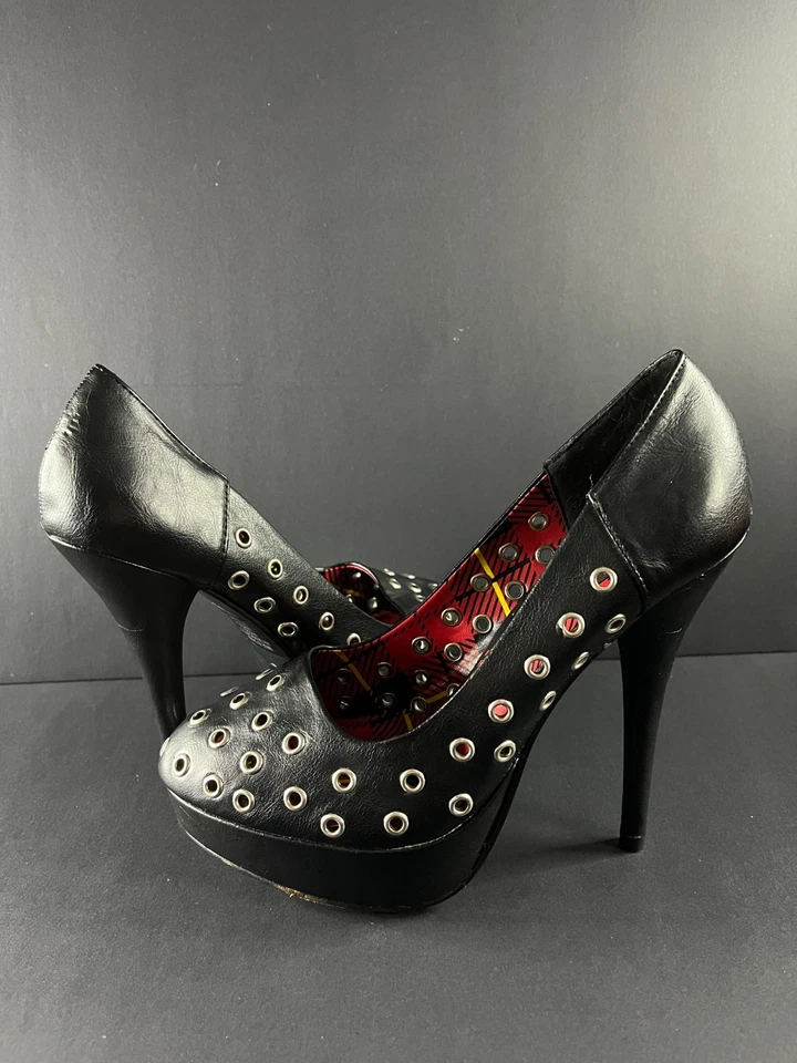 Bettie Page by Ellie Shoes Rare Retro-Punk Pin Up Platform Heels - Image 1 of 4