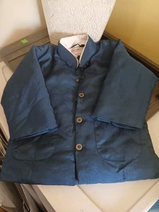 Chaqueta bordada sedosa china flor de ciruelo vintage para niños talla 2 azul  - Imagen 1 de 11