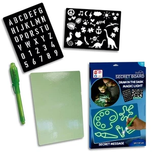 Secret Board Drawing Set Children's Art & Craft Colouring Glow in Dark Draw Kit - Picture 1 of 4