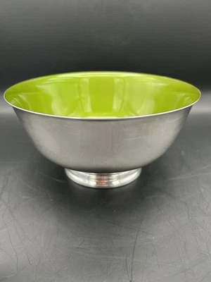 MCM Vintage Reed & Barton Verde Esmalte Plateado Pedestal 8 pulgadas Cuenco Foto 1 de 4