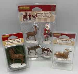 VTG Lemax Village Figures Santa Deer Stag Fawn Holiday Collection Set Lot Of 3 - Picture 1 of 7