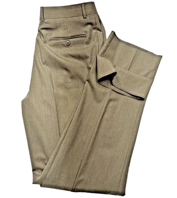 Pantalones de vestir Louis Raphael Luxe para hombre 35x36 moca plisados frente lana elástica Foto 1 de 4