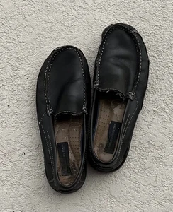 Used Well Worn Giorgio Brutini Black Leather Loafers Shoes Size 10 - Picture 1 of 7