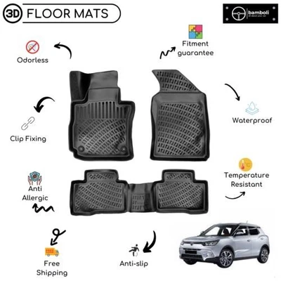 Custom Molded Rubber Floor Mat Fits For Ssangyong Tivoli 2015 - Up Black Color - Изображение 1 из 4