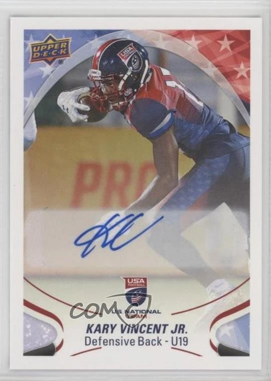 2017 Upper Deck USA Football Flag Wave Auto Kary Vincent Jr #99 Auto - Image 1 of 2