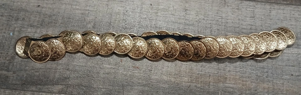 Vintage Elastic Belt With Faux Coin Embellishments - Image 1 of 2
