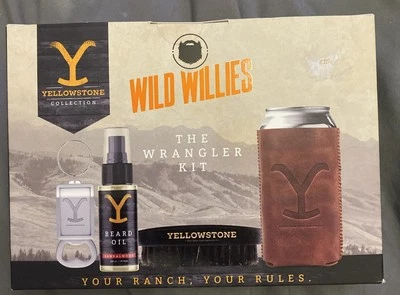 Kit de barba Yellowstone Wild Willies "The Wrangler" aceite para barba, cepillo, llavero abolladura Foto 1 de 2