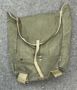 Vintage Army Green Scout Bag Small Canvas Backpack - Picture 1 of 7