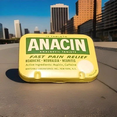 ¡Vintage! Anacin Tin-12 comprimidos años 60 ~ Nuevo de Lote Antiguo Sin Usar Foto 1 de 4