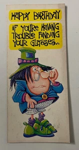 Unused Vintage 1972 Funny Birthday Card Person Glasses - Glue Residue On Back - Picture 1 of 4