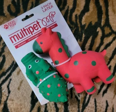 Multipet Dog Mini Latex Pig And Giraffe Toy Pack Holiday Christmas New Ea. - Image 1 of 2