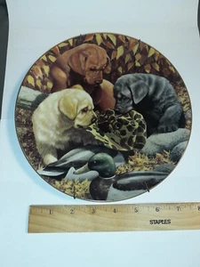 Vintage VTG Anheuser Busch "Something's Brewing" Labrador Budweiser Beer Plate - Picture 1 of 14