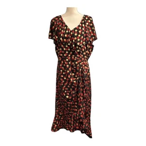 Vestido Lane Bryant para mujer 18 negro rojo floral dorado metálico maxi capas de gasa - Imagen 1 de 11