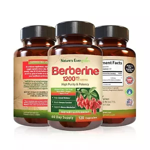 Berberine HCL 1200mg Healthy Cholesterol Anti-inflammatory 60 Day - MADE IN USA - Picture 1 of 6