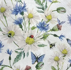 Decoupage Papierservietten Mittagessen kostenloser Versand Blumen Gänseblümchen Marienkäfer - zwei - Bild 1 von 10