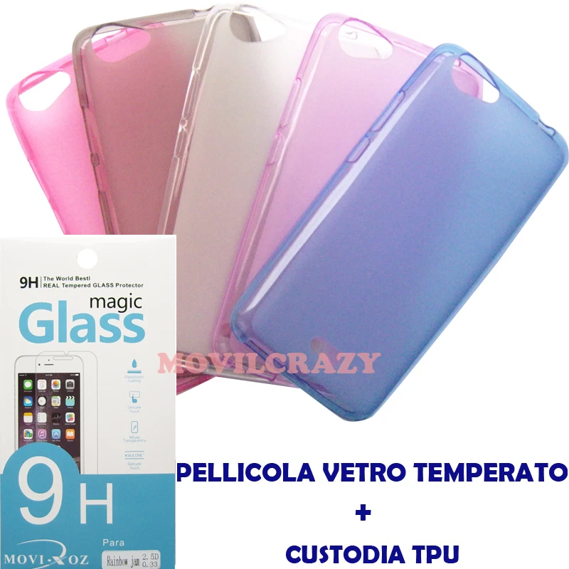 CUSTODIA COVER GEL TPU PELLICOLA VETRO TEMPERATO PER WIKO RAINBOW JAM 0,33MM - Immagine 1 di 1