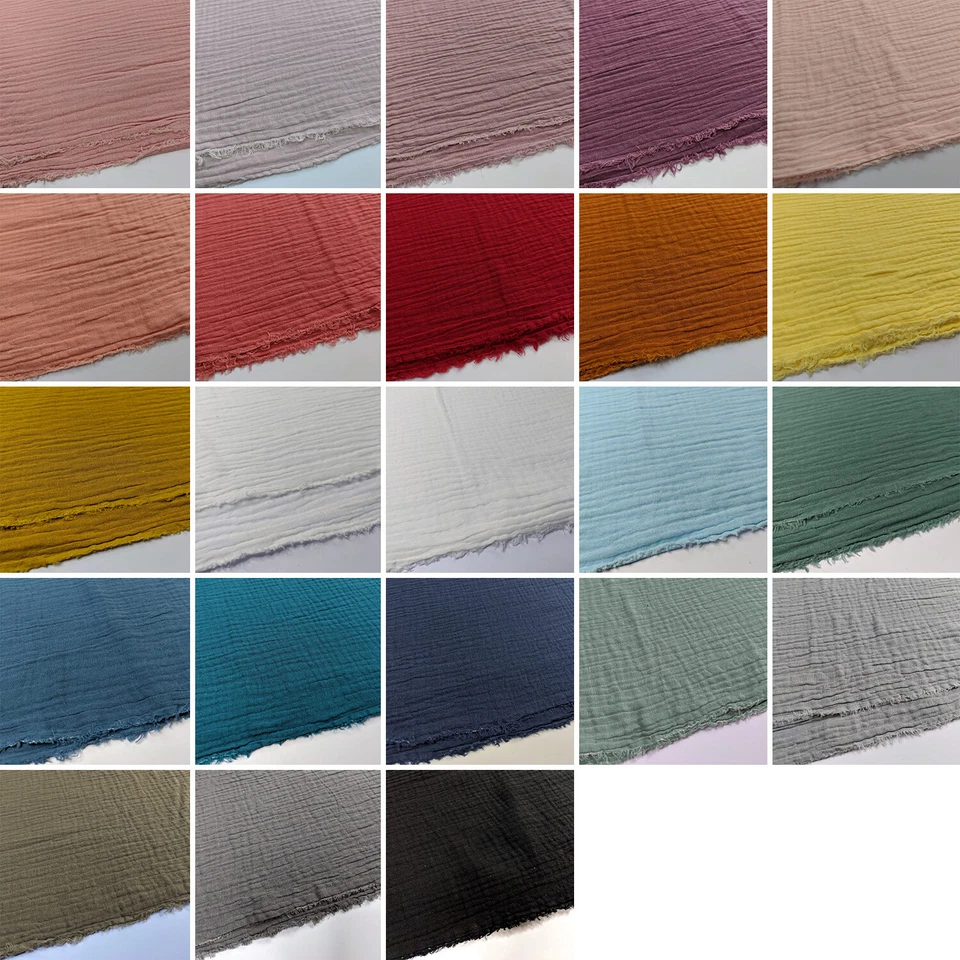 Double Gauze 100% Cotton Plain Fabric Dressmaking Lightweight Soft Muslin Cloth - Image 1 of 1