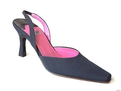 Versani navy blue pointy toe slingback pumps Shoes Italy - classy 8523 - Image 1 of 3