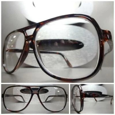 Classic Vintage Retro Nerd Hip Hop Style Clear Lens EYE GLASSES Tortoise Frame - Image 1 of 4