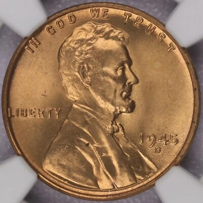 1945-D 1c Lincoln Wheat Cent - NGC MS 67 RD - Image 1 of 4