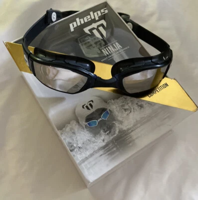 Phelps Ninja Swim Googles with Mirrored  Lenses Adult Unisex NEW IN BOX Black - Image 1 of 4