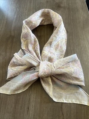 Vintage light paisley silk scarf summer cool night out day wear work shop etc. - Image 1 of 3