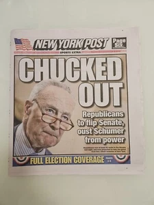 SCHUMER CHUCKED OUT/DONALD TRUMP FLIPS SENATO, NY POST 11/6/2024. Una copia, nuova - Foto 1 di 3