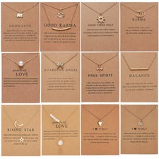 Fashion Women Animal Heart Necklace Charms Pendant Clavicle Chain Jewelry Card