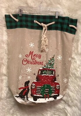NUEVO SIN ETIQUETAS Bolsa de Regalo de Lona Navidad-Vacaciones con Cordón (Reutilizable) Foto 1 de 3