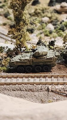 N Scale 1:160 Stryker 30 mm Infantry Carrier Vehicle – Dragoon (ICV-D) -OD Green - Image 1 of 4