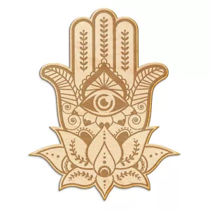 "Madera grabada a mano Hamsa para decoración de pared | (10""x8") - Imagen 1 de 3