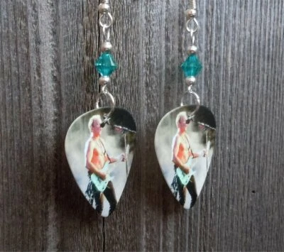 Pendientes de guitarra Def Leppard Phil Collen con cristales de Swarovski turquesa Foto 1 de 4