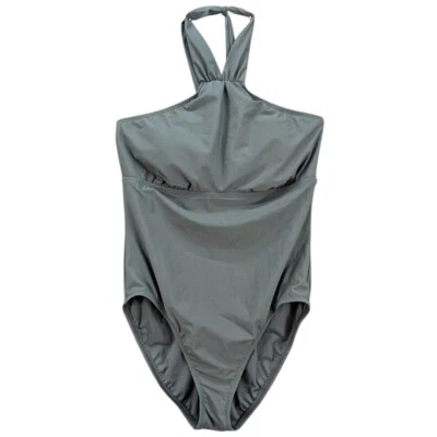 Traje de baño Talbots verde salvia cuello halter de una pieza acolchado elástico talla 12 Foto 1 de 4