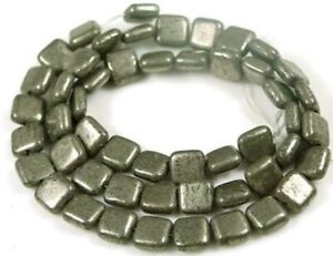 10mm Pyrite Square Beads 16"