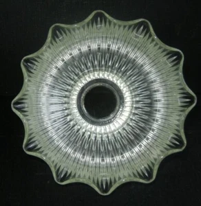 VINTAGE HOLOPHANE STYLE GLASS SCALLOPED SHADE 2 DIFFERENT SIZE RIBS 2 1/4"FITTER - Picture 1 of 11