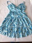 Womens Uk12 Quiz Tie Back Strappy Dress Blue Floral