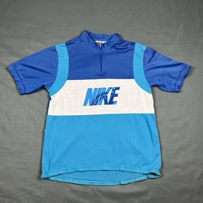 Vintage Nike Grey Tag Cycling Shirt Bike Blue Striped Large VTG 90s Nike - Image 1 of 4