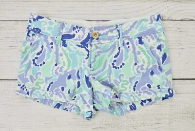 LILLY PULITZER WALSH женщин Sz 0 изящный чернила синий фиолетовый хлопок шорты EXC - Изображение 1 из 3