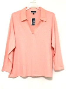 Karen Scott Women's Plus Size 3X Coral Ice Long Sleeve Shirt Top NWT - Picture 1 of 7