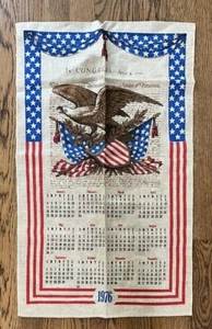 Vintage Tea Towel Fabric Linen Calendar Declaration of Independence 1976 - Picture 1 of 3