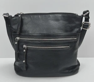 GREAT AMERICAN LEATHER WORKS Borsa a tracolla in pelle nera tracolla organizer - Foto 1 di 24