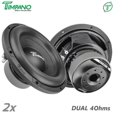 2400 Watts Bundle - 2x Timpano 12" Car Audio Subwoofer T1000-12 Dual 4 Ohm - Image 1 of 4