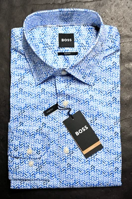 Camicia Elegante Slim Fit In Cotone Blu Chiaro Hugo Boss Uomo 38 15 - Immagine 1 di 4