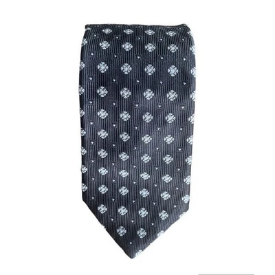 NWT John W. Nordstrom Classic Neck Tie USA Made Silk Floral Geometric Black Men - Image 1 of 4