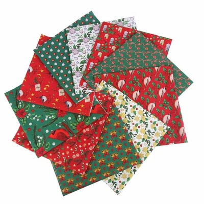 10PCS Christmas Cotton Fabric Bundles - 10" x 10" Printed Pre-Cut Squares for... - Image 1 of 4